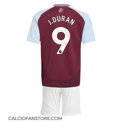 Maglia Calcio Aston Villa Jhon Duran #9 Prima Divisa Bambino 2024-25 Manica Corta (+ pantaloncini)